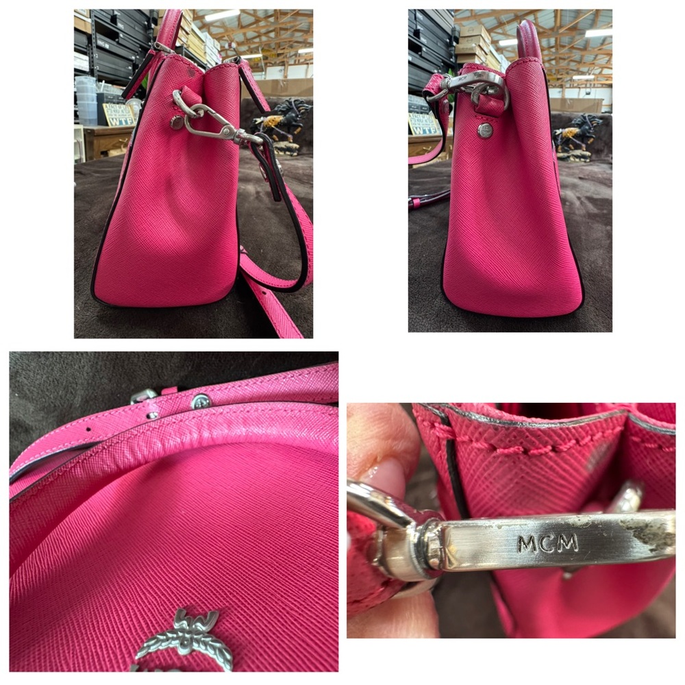 MCM Pink Women's Pink Santino Leather Shoulder/Crossbody bag EUC - Picture 6 of 12